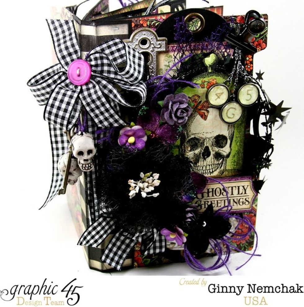 Here is my  book base finished with all the fabulous patterns and images from Rare Oddities layered with fun embellishments. Please visit pollyspaper.wordpress.com on Aug 3rd to see the inside pages.