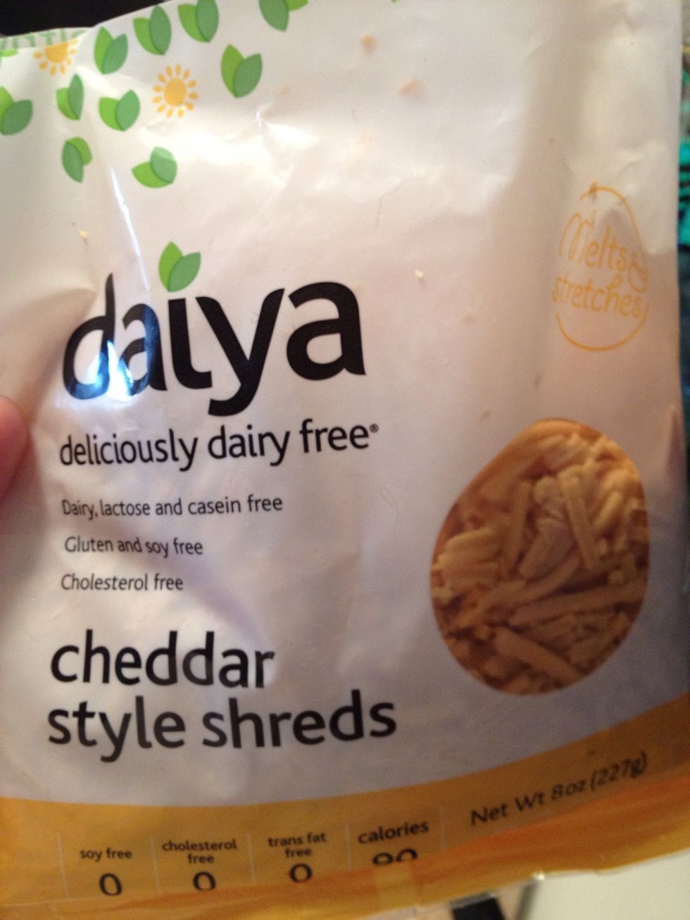 Here is my favorite vegan cheeze. They come in mozzarella and pepper jack as well...