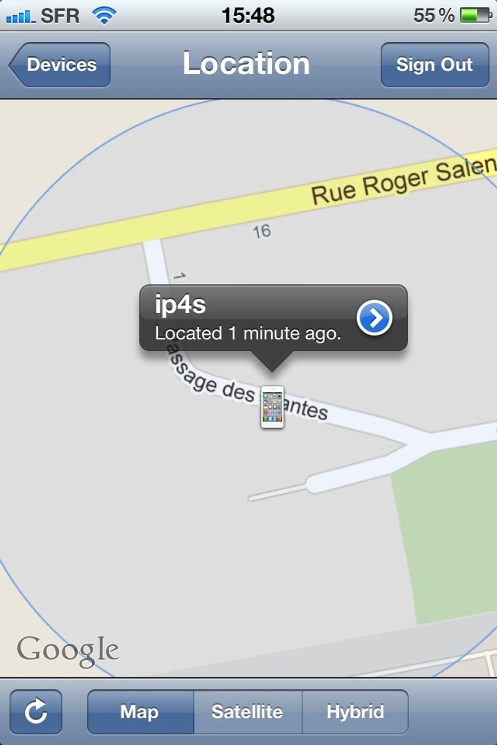 Here is my iPhone with the map zoomed in to keep a little privacy \u263b now tap on the little arrow in order to access the options