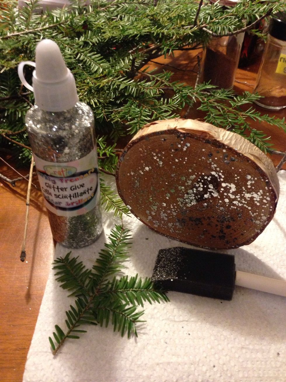 Here is one painted with glitter glue.