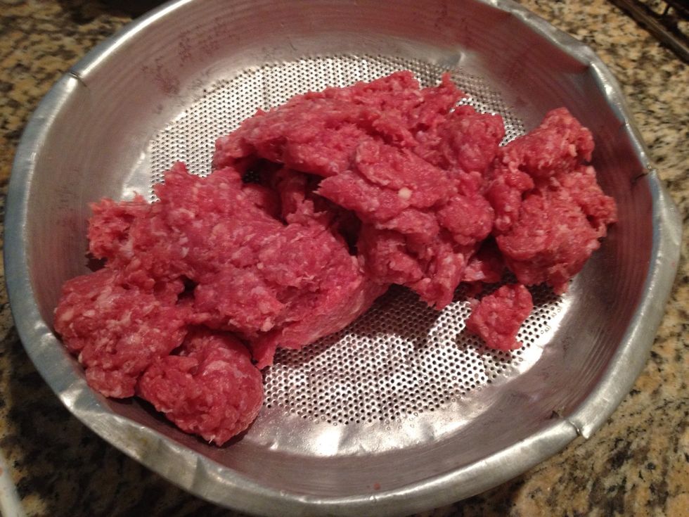 Here is out meat. Make sure it's completely drained of water or else it will cause problems later while making the kebab.