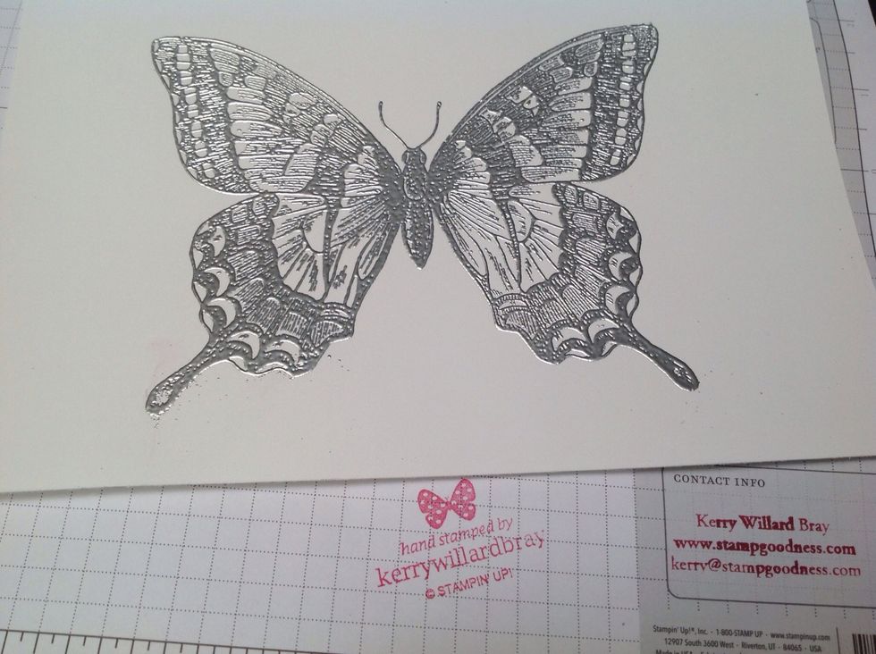 Here is the butterfly once it has been fully embossed