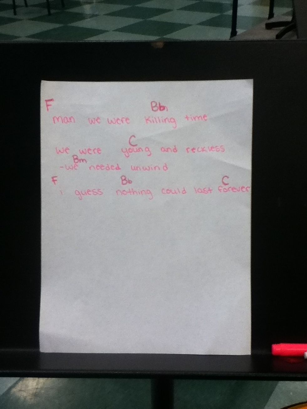 Here is the chords for the bridge part towards the end of the song.