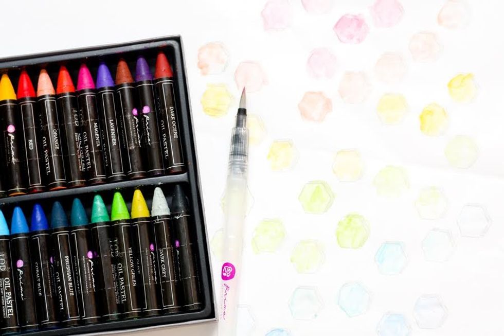 Here is the completed gift wrapper in rainbow colours. Let it dry.