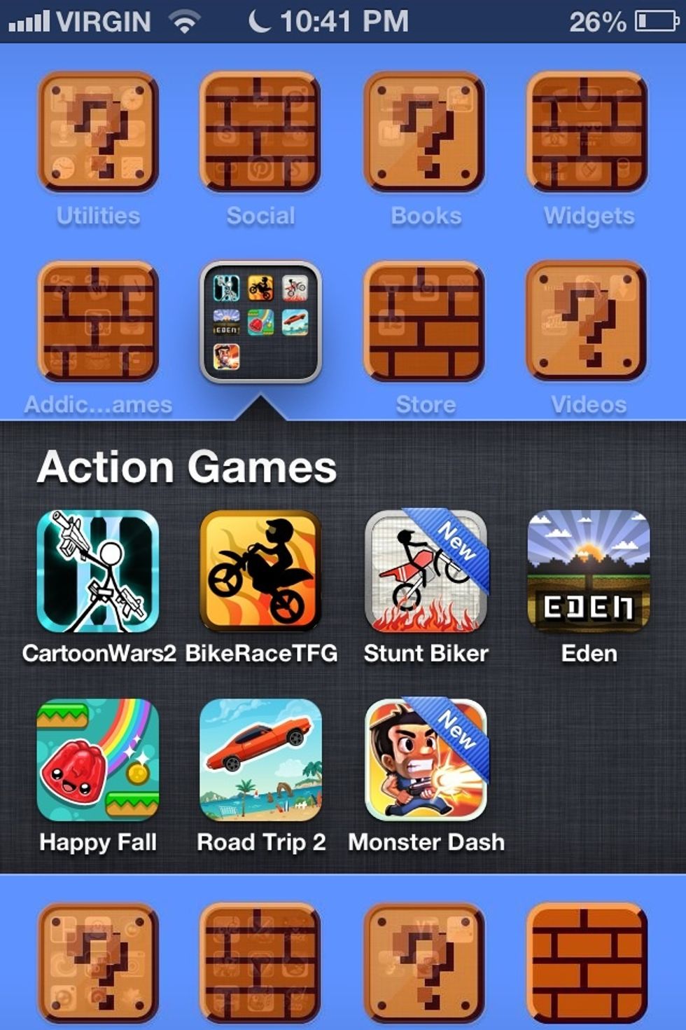 Here is the folder for my action games.