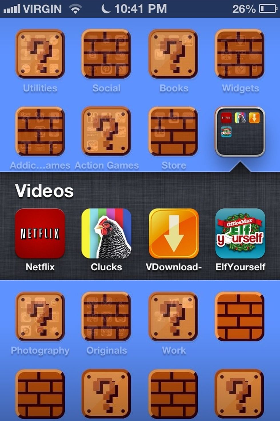 Here is the folder for my video apps like Netflix!