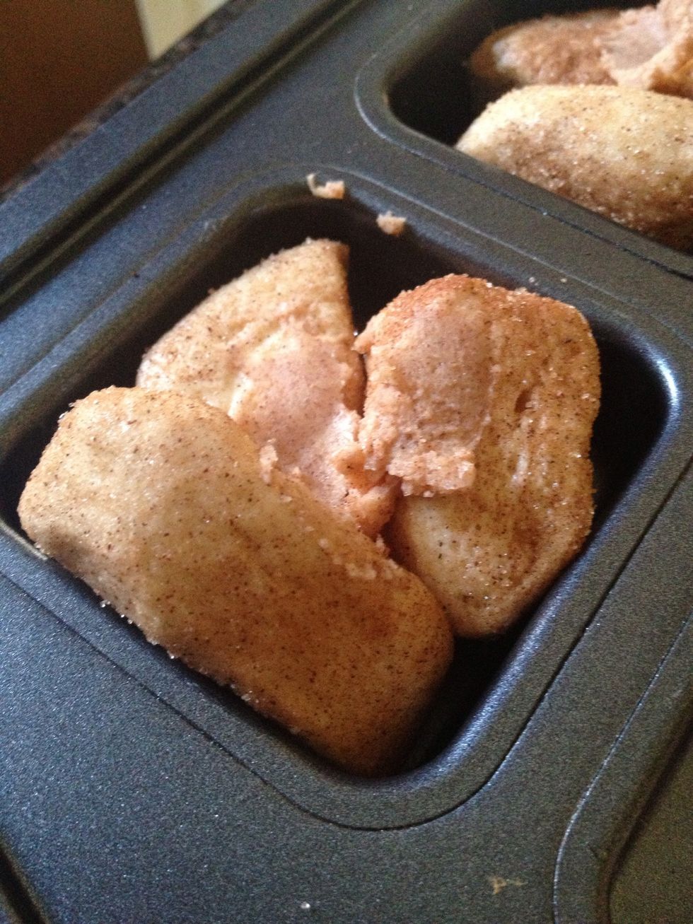 Here is the optional step of adding the cinnamon butter. My boys love this step!