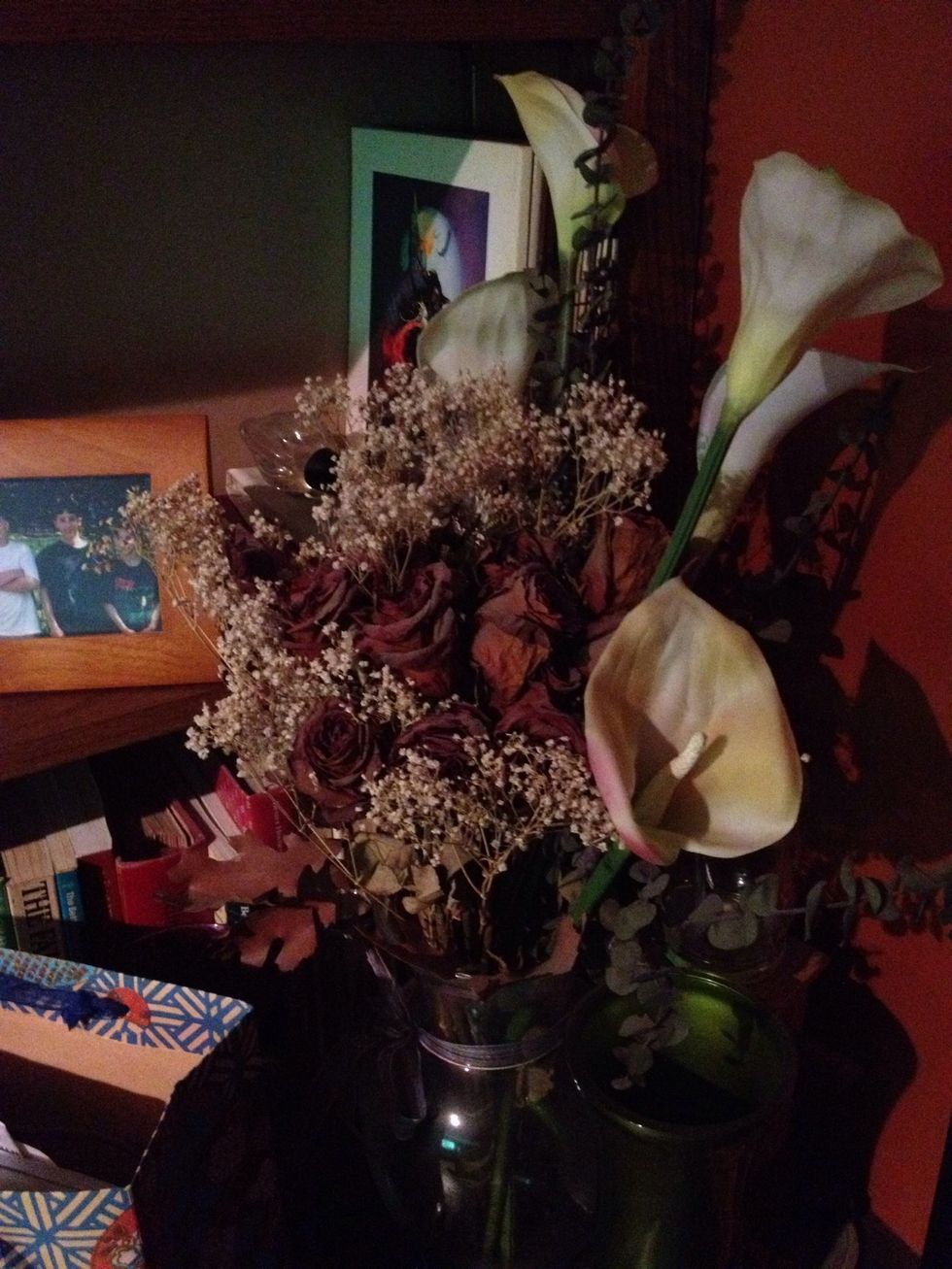 Here is the same flowers with the flash off. All the colors are richer and the pic has more depth. However, I agree that it's a bit too dark.