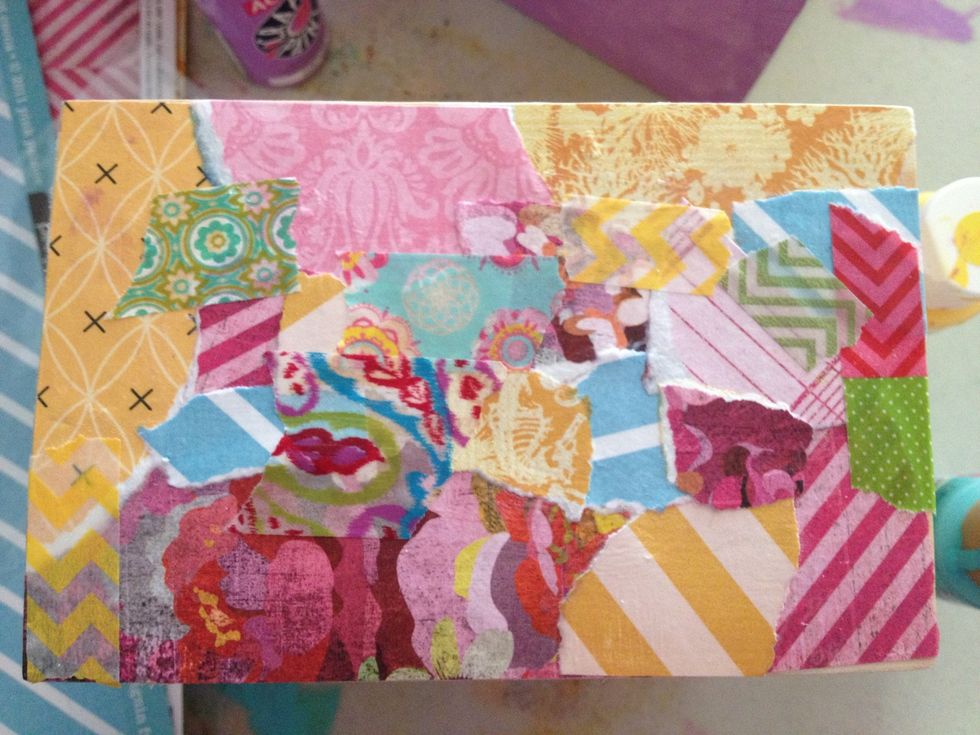 Here is the same side with washi tape added. I like the washi because its pretty transparent and shows the paper underneath. You want everything to sort of overlap to create layers.