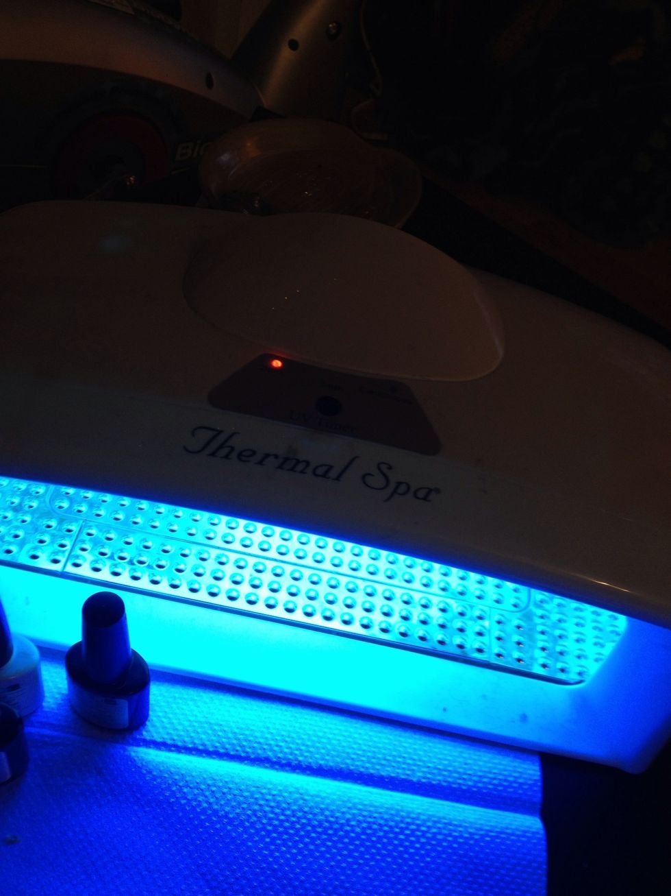 Here is the UV light that's your main key in working with Shellac Gel polish. I bought mine on amazon. They range from $30-70 depending on the size.