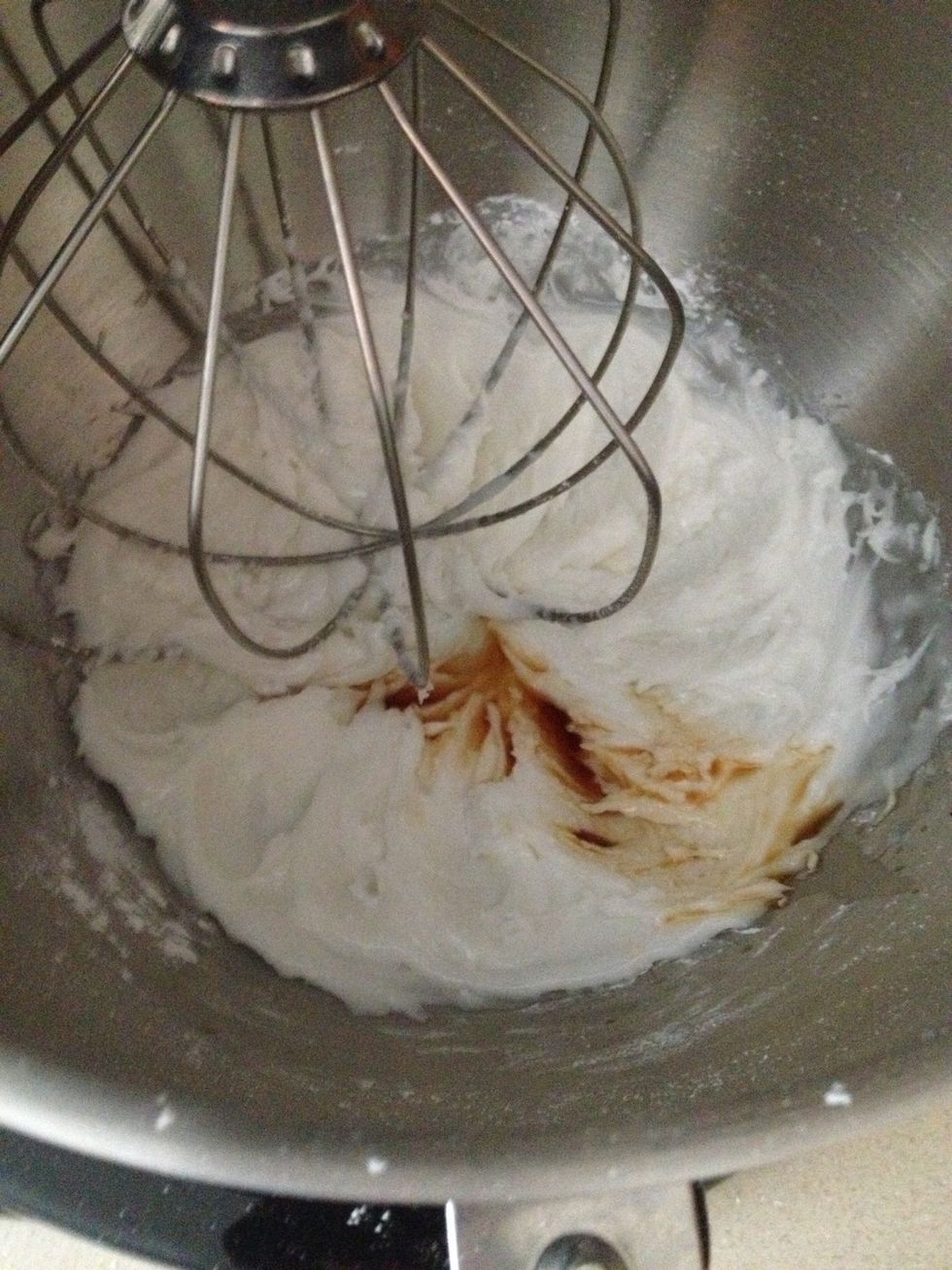 Here is the vanilla, after mixing in the icing was still too thick so add 1 tbs. of milk at a time