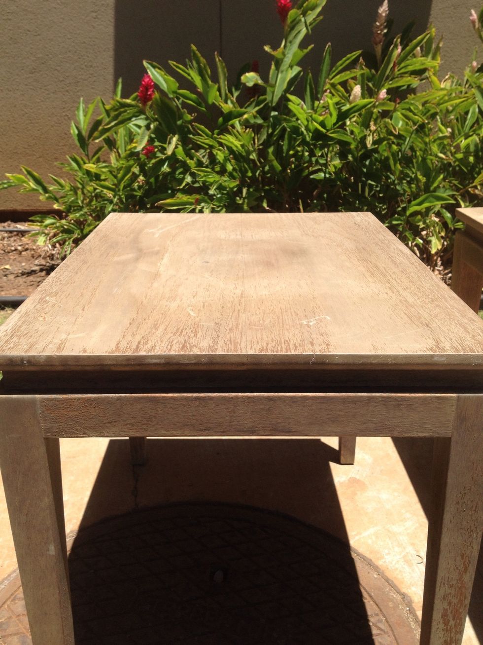 Here is the weather damaged table