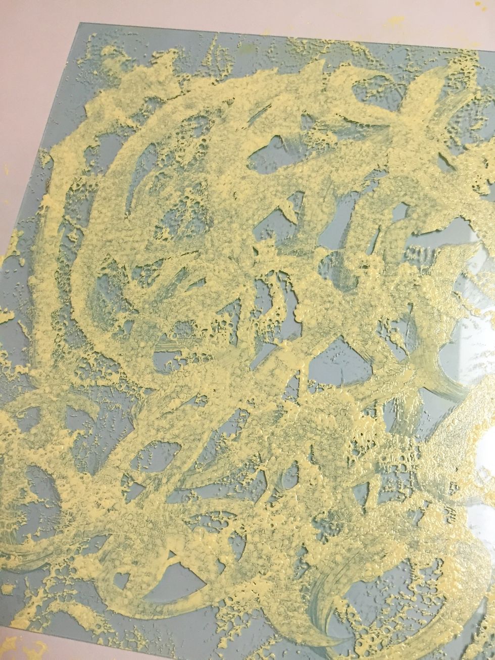 here is what the plate looked like after texture from paper towel has been added.