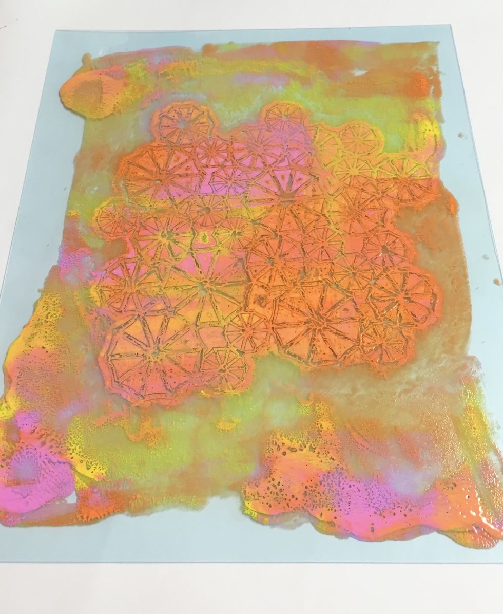 here is what the plate looks like once stencil is removed.