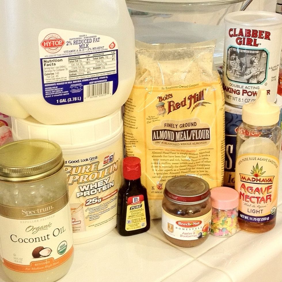 Here is what you need.  Feel free to exchange ingredients to meet your dietary needs. I've made this cake in several ways. Examples: white flour instead of almond flour, all oil - no applesauce, etc.
