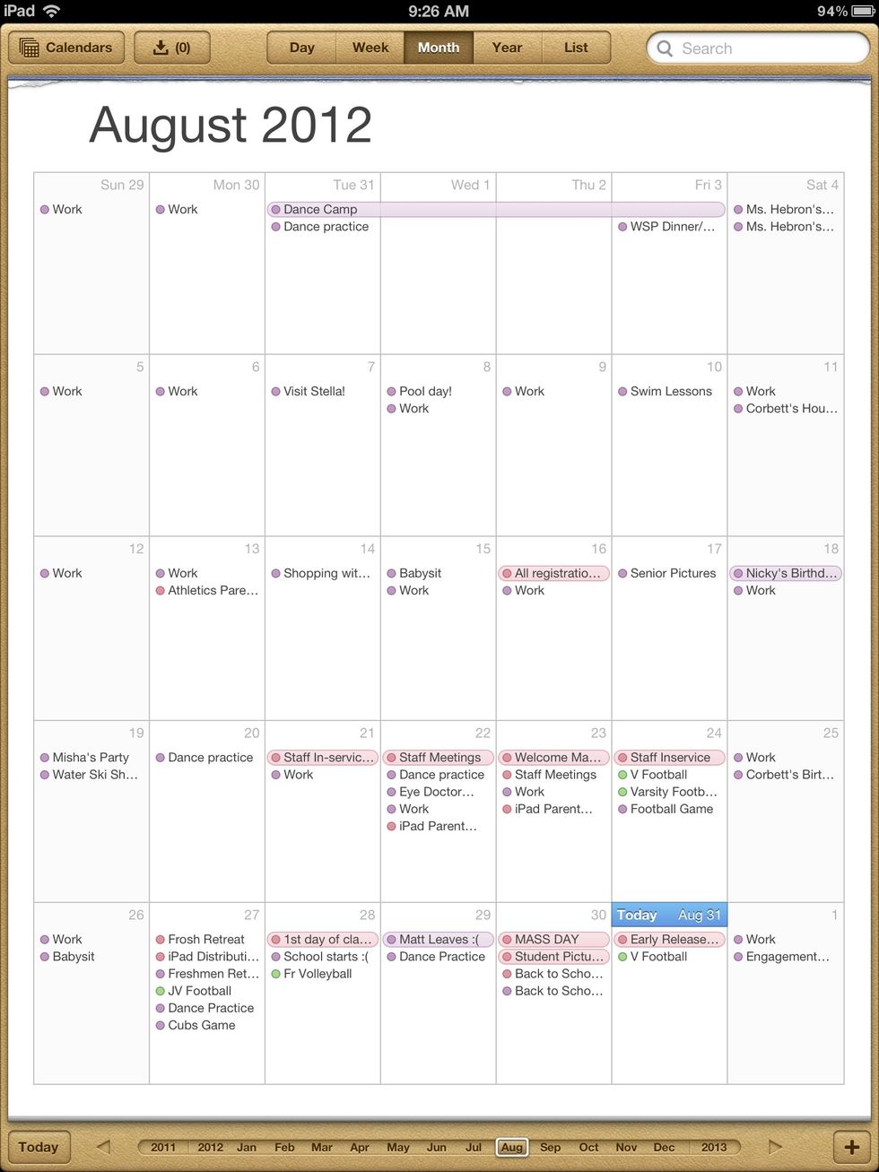 Here is your calendar! Tap on the + button in the bottom right corner.