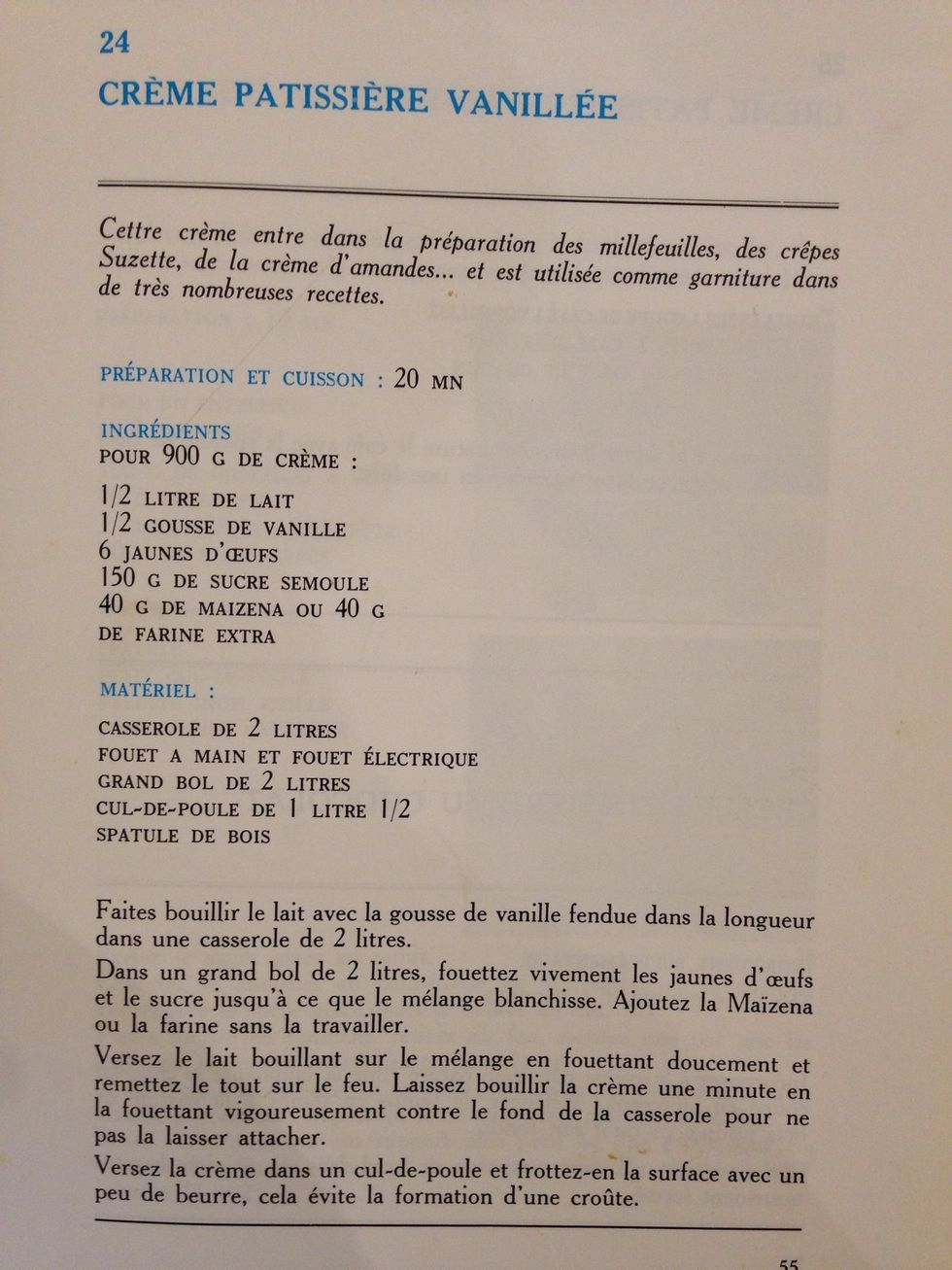 Here is z page of z recipie. True. It is in French but....for fun. .it Is a cream-preparation used In many french pastry recipies. Like fruit tarts, mille feuille, \u00e9clairs, and many others.