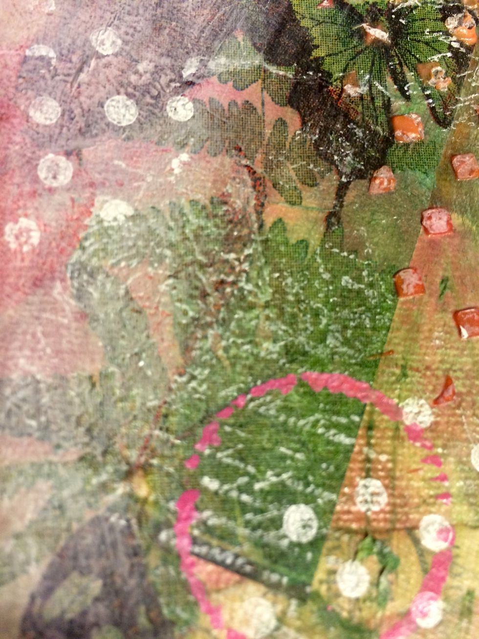 Here it is again, the stamped Botanicals Collage stamp and the Small Dots stamp.