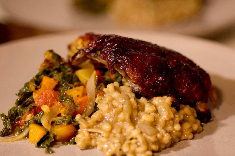 Here it is served with my Dry Rubbed Pork Sideribs and Barley Apple Risotto. Check my other guides for those recipes. Cheers. Follow and share for more guides. :)