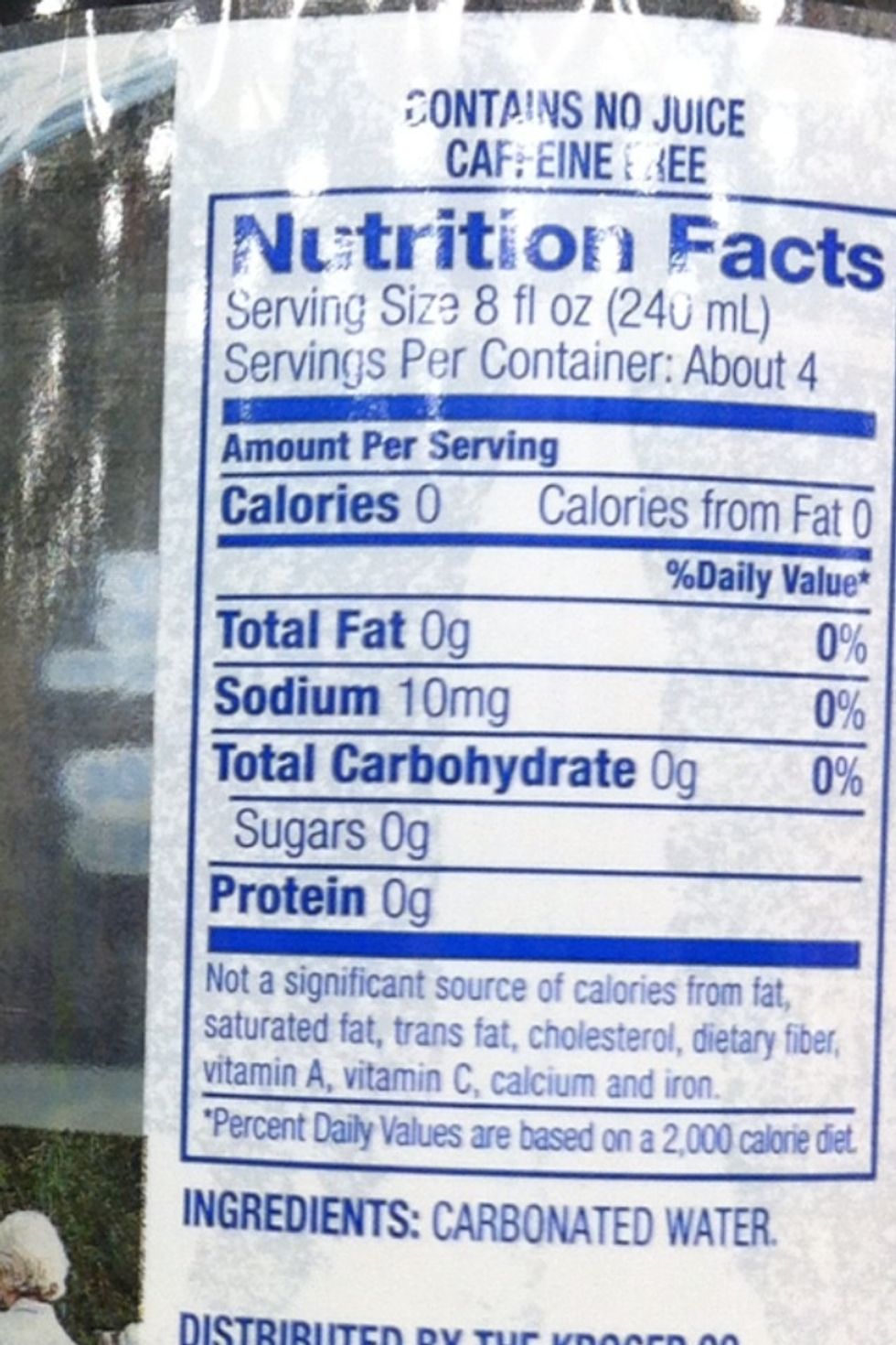 Here's a close up of the nutritional facts. In my blog mentioned on the title page, there are comparisons of different types of carbonated water beverages, and different brands. This was about 1$.
