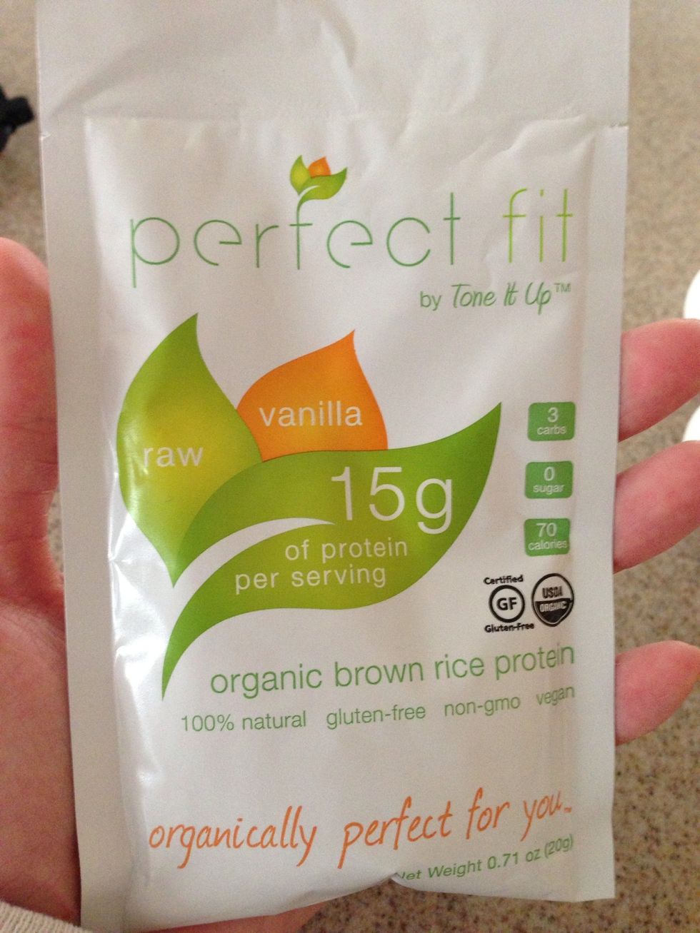 Here's a close up of the protein mix I used. It's brown rice and I love how it curbs my appetite and gives me energy throughout the day!