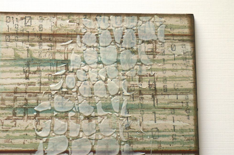 Here's a close- up of the texture. I also did some background stamping using a variety of stamps from Creative Embellishments!