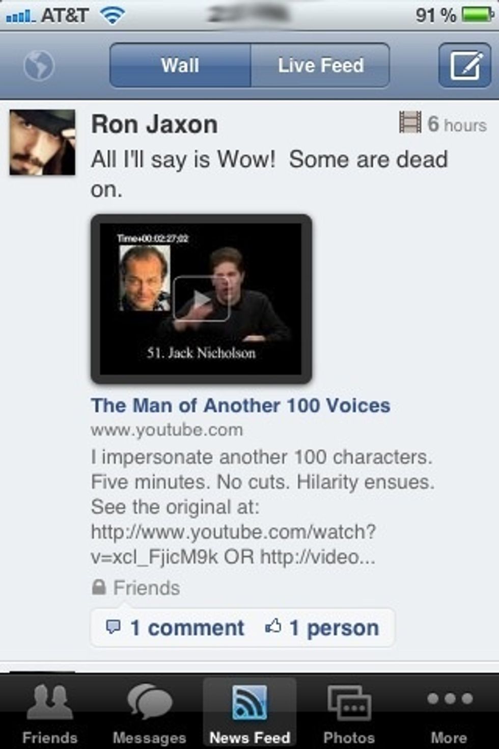 Here's a screenshot of a video posted. Just to show you that they look nice in the status updates. .