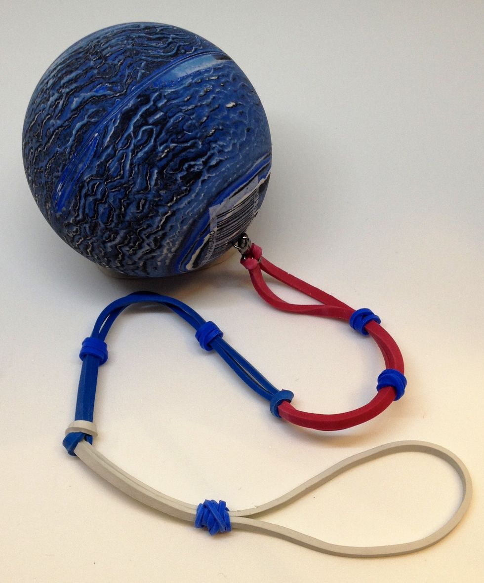 Here's a version with only 3 bands (so it fits in the picture). The length is totally up to you, but a good guide is from your shoulder to your ankles.