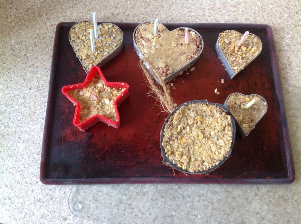 Here's another batch I made. If you have an old coconut shell you could also use this as I have here. Some of the bigger moulds I make two or more holes.