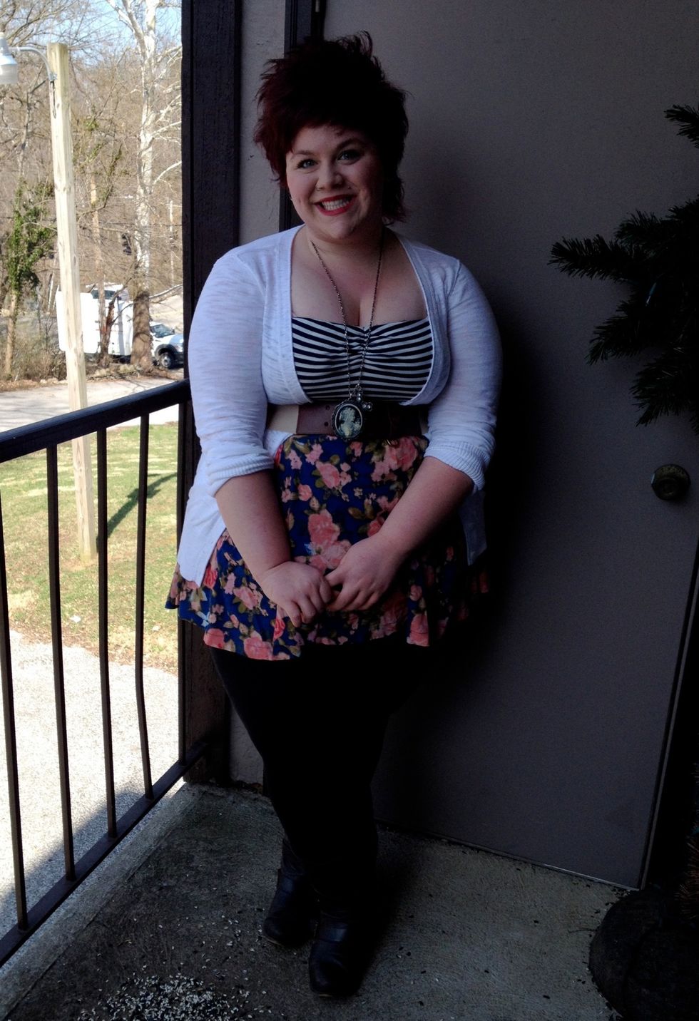 Here's another example of the belt; here it's added with a cardigan! Wear loud prints and mix them around! I am a fat activist, so I totally want people to see me wearing loud clothing!