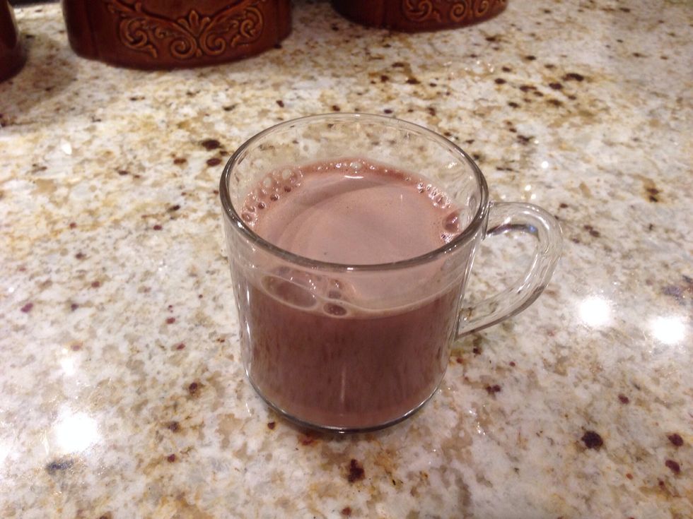 Here's hot cocoa ready for the chocolate froth.
