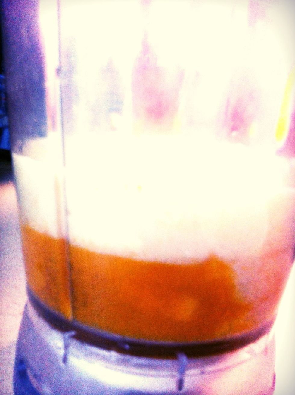 Here's how it should look. Mangoes and pulp on the bottom and the milk on top.