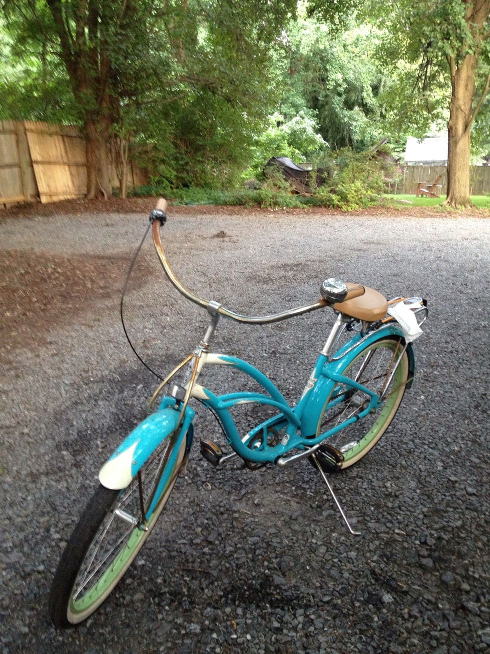 Here's my bike, a 3-speed Electra. It's beautiful, but I carelessly left it in the rain a few months ago, and it's been rusty ever since.