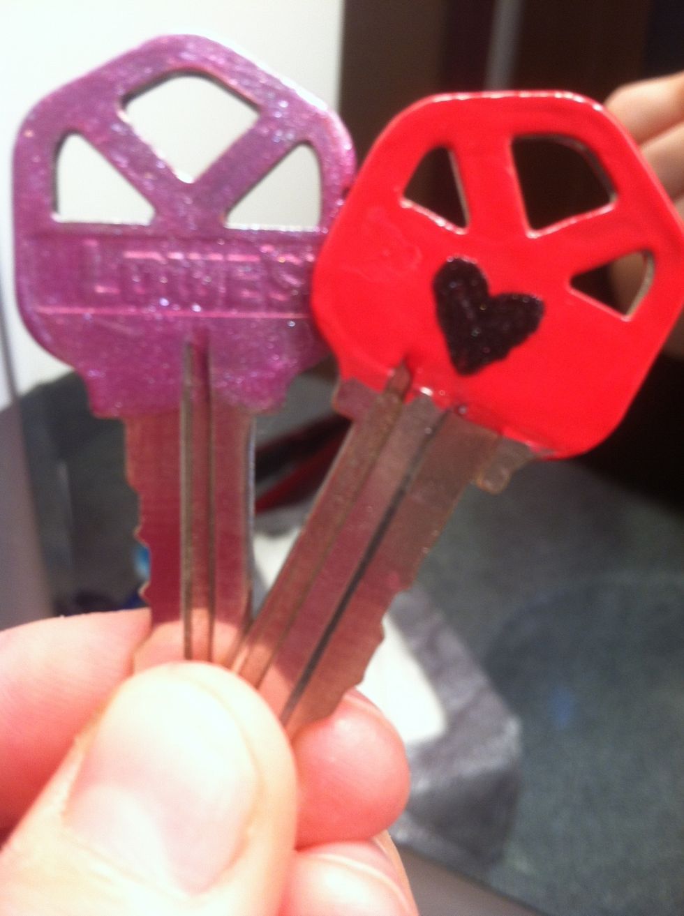 Here's my finished keys! They used to look the same and now I can easily tell them apart!