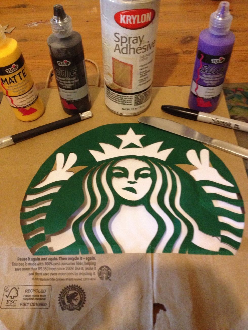 Here's my supplies. I used the yellow on black T. Also will change her face expression :(