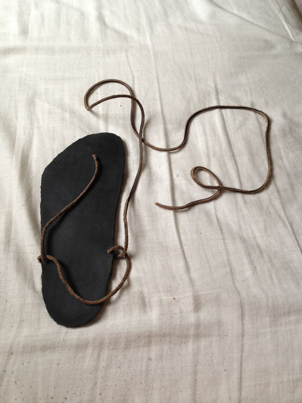 Here's one of the sandals with the lace already tied in.