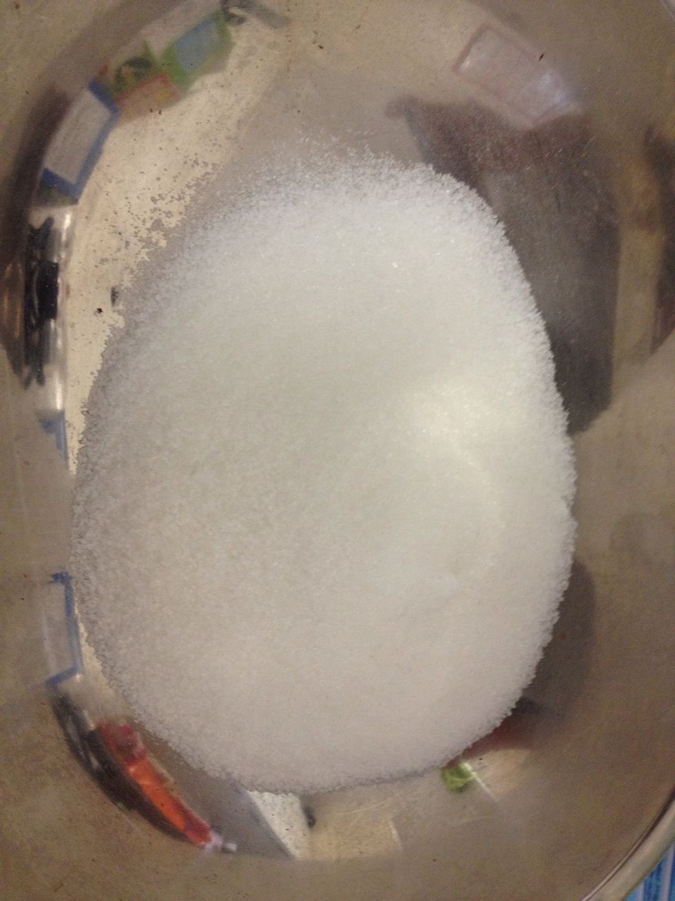 Here's some sugar. Add this to the choco/butter mix.