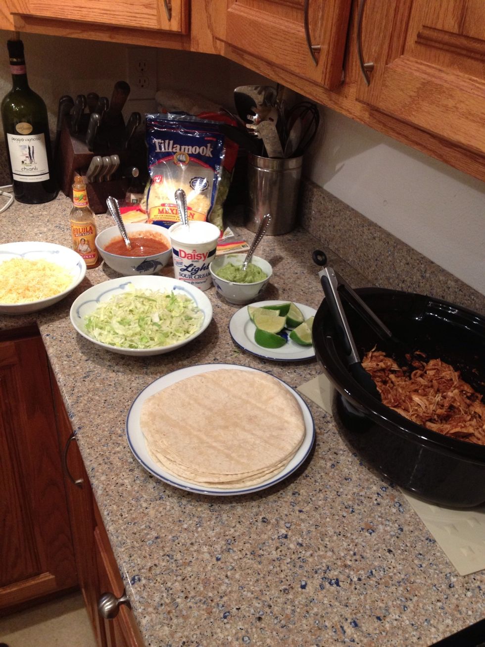 Here's the assembly line of ingredients all ready to go....