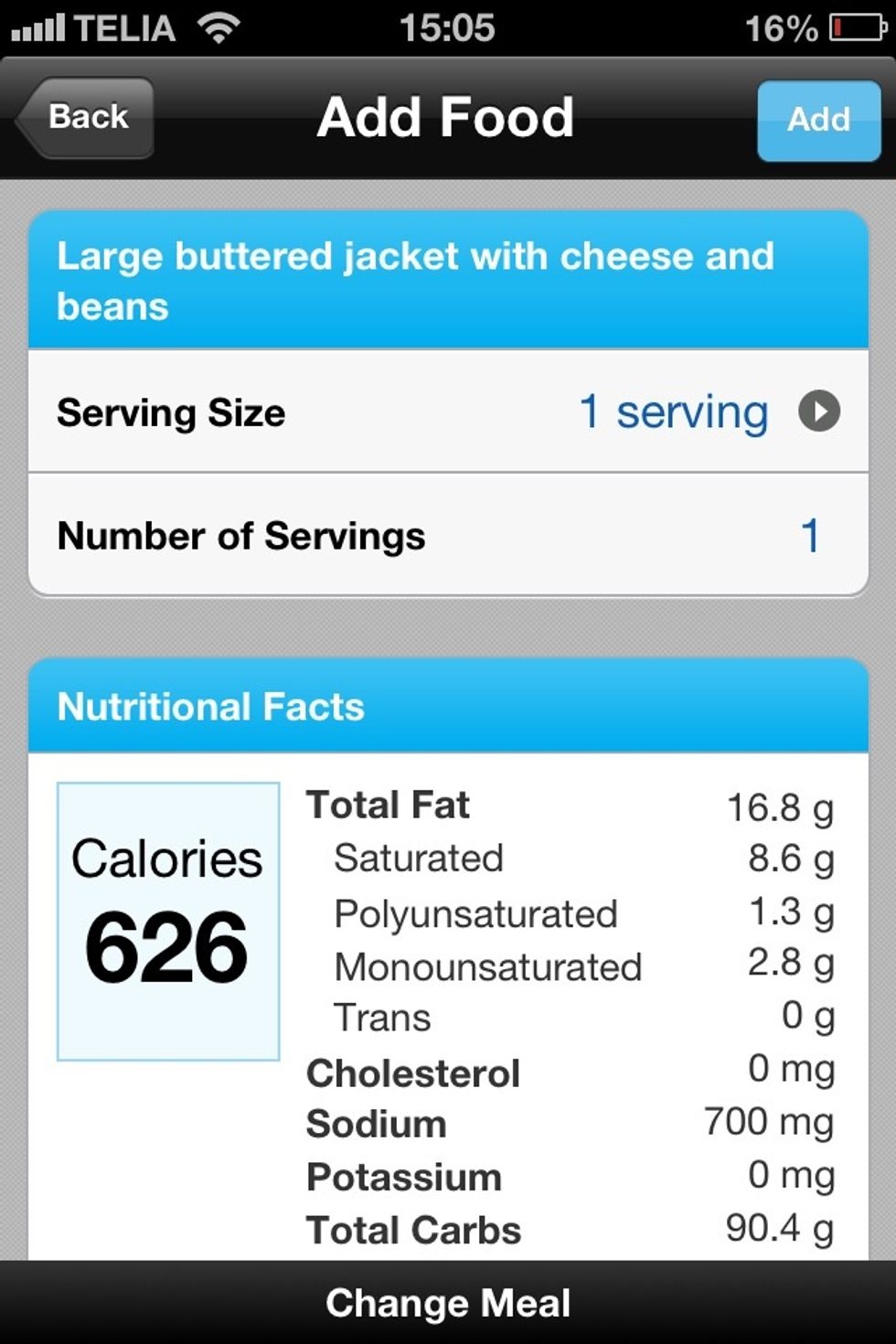 Here's the baked buttered potato with cheddar cheese and normal baked beans.