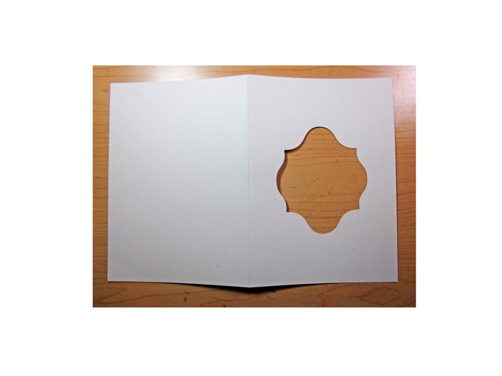 Here's the base card with the window ready to add our front woven panel.