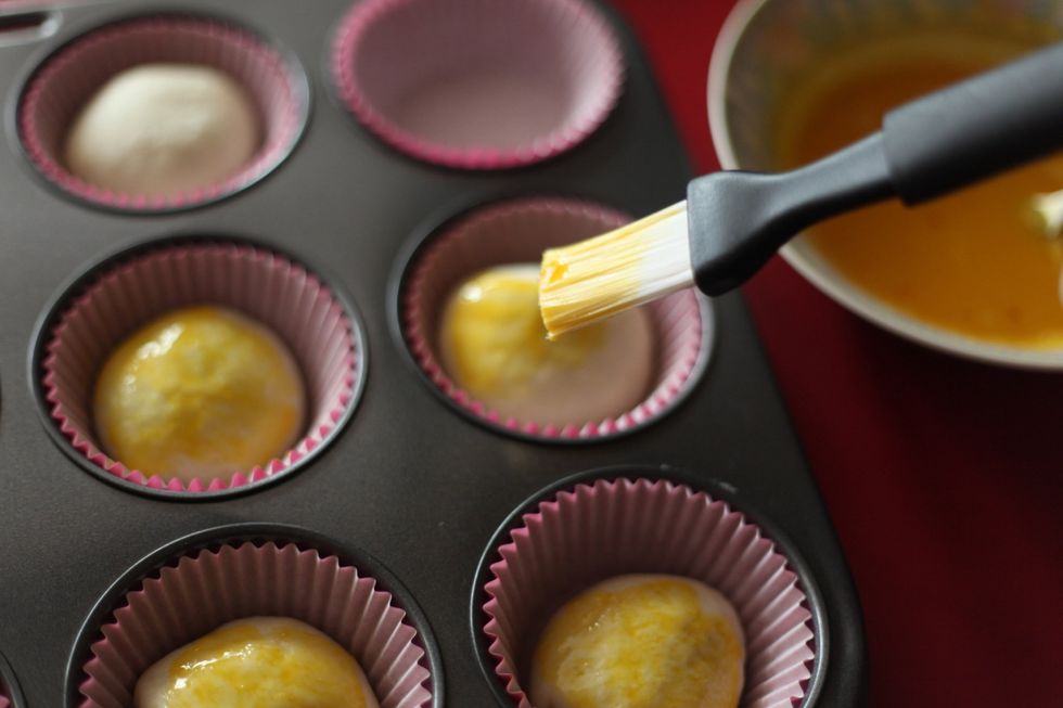 Here's the best part. Teach the kids to help.. Get them trained early for when you need your house painted in future, when they're older. The TOP of the dough needs to be about 90% covered with egg