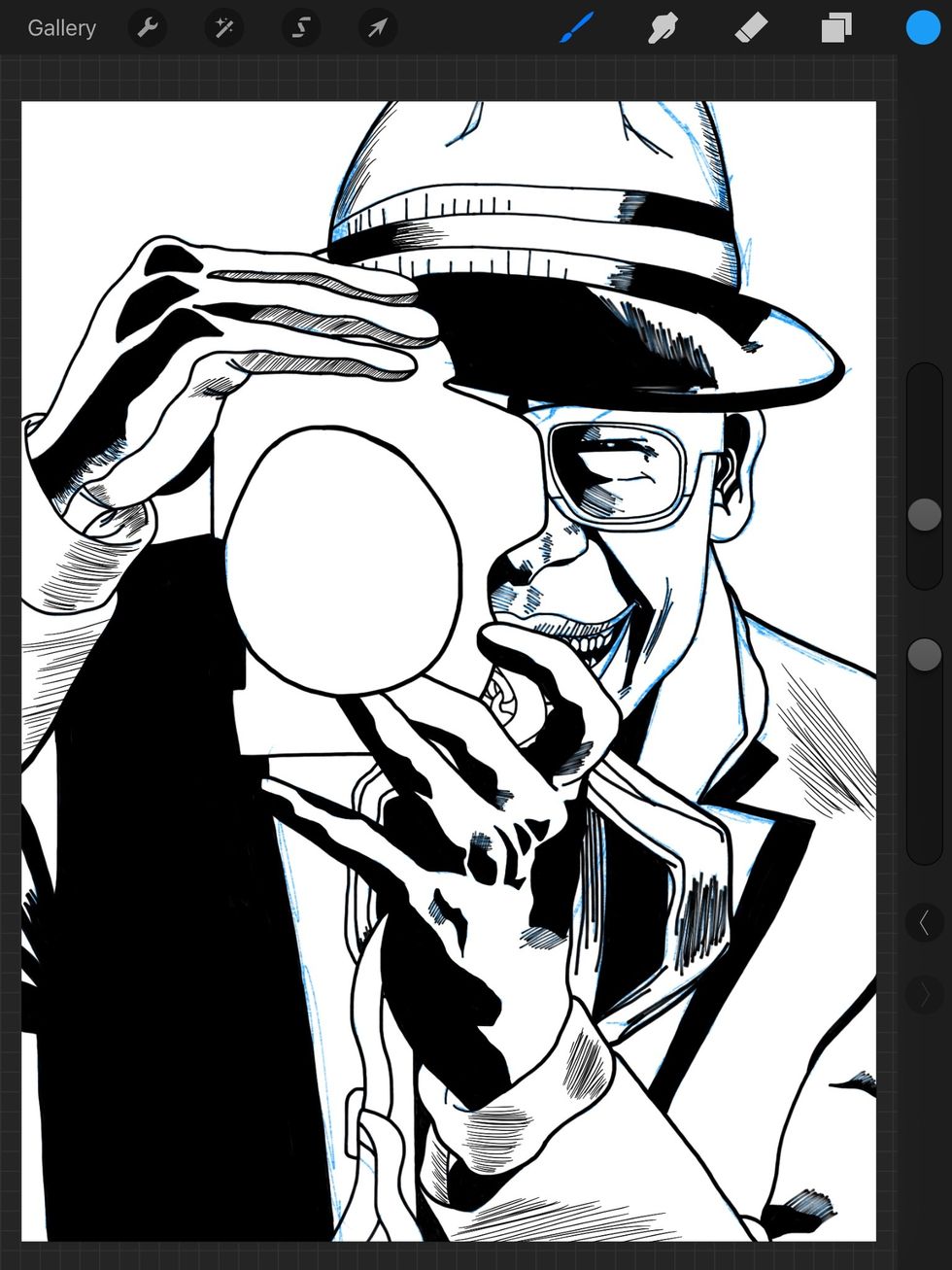 Here's the completed ink layer with the blue layer underneath.