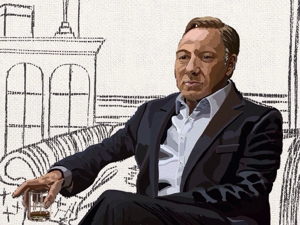 Here's the finished Frank Underwood. (Kevin Spacey) I create a new background layer so I can paint the furniture and the room.