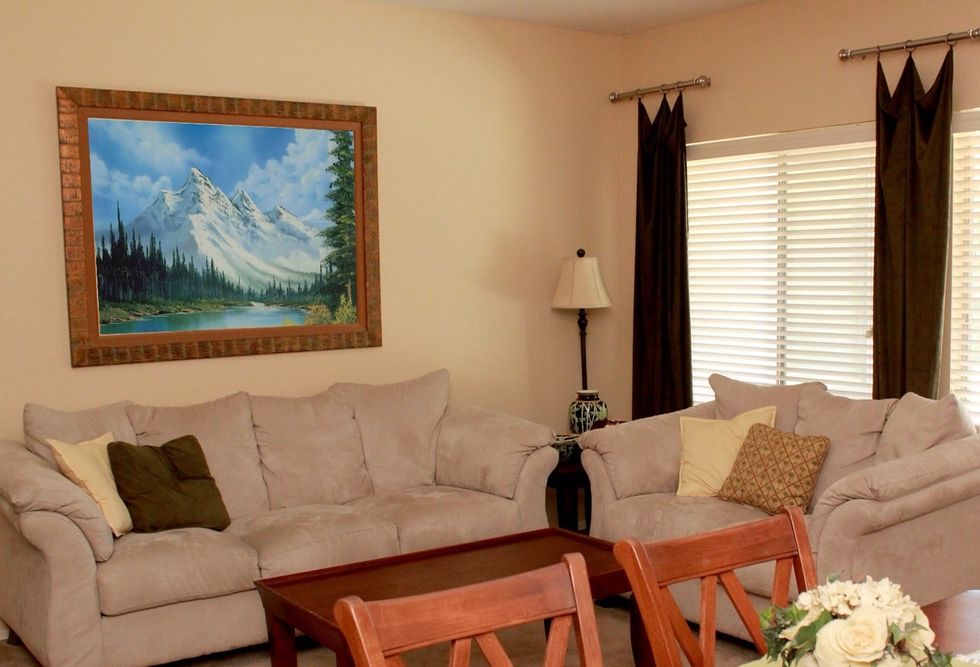 Here's the finished image. Use this to put your image on a billboard, a photograph that's laying flat on a table. Distorting the image allows you to match the angle of the images you're adding to.