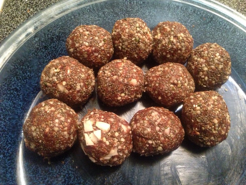 Here's the finished product. I rolled one with some coconut and seeds too just to see how I liked it.