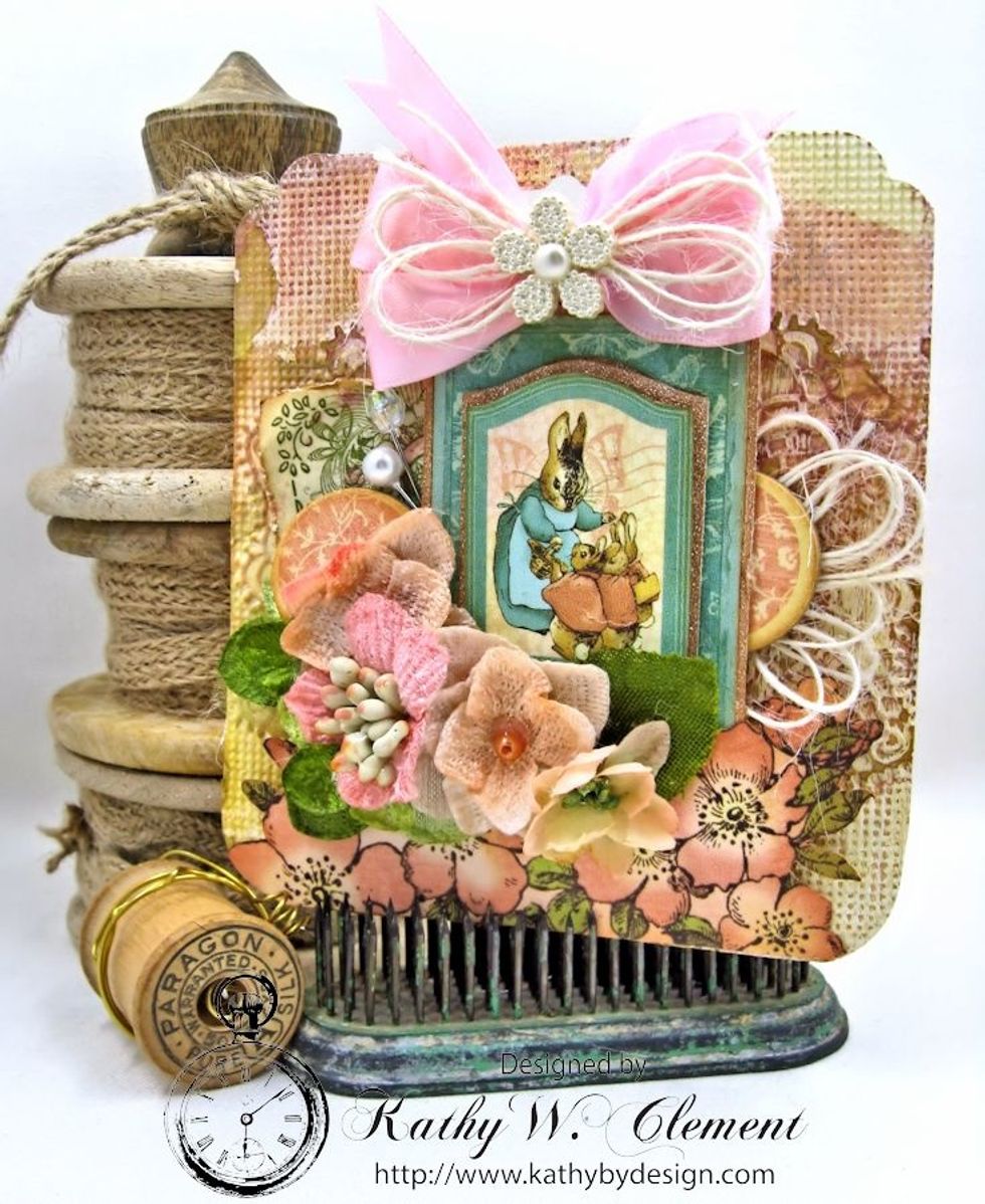 Here's the finished tag. It's all ready to dress up a special gift package! Add beaded hat pins to the side of the image, if you desire.