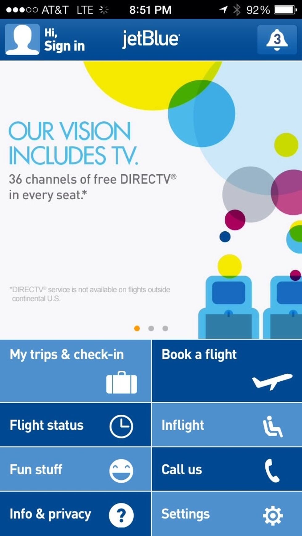 Here's the home page with the options