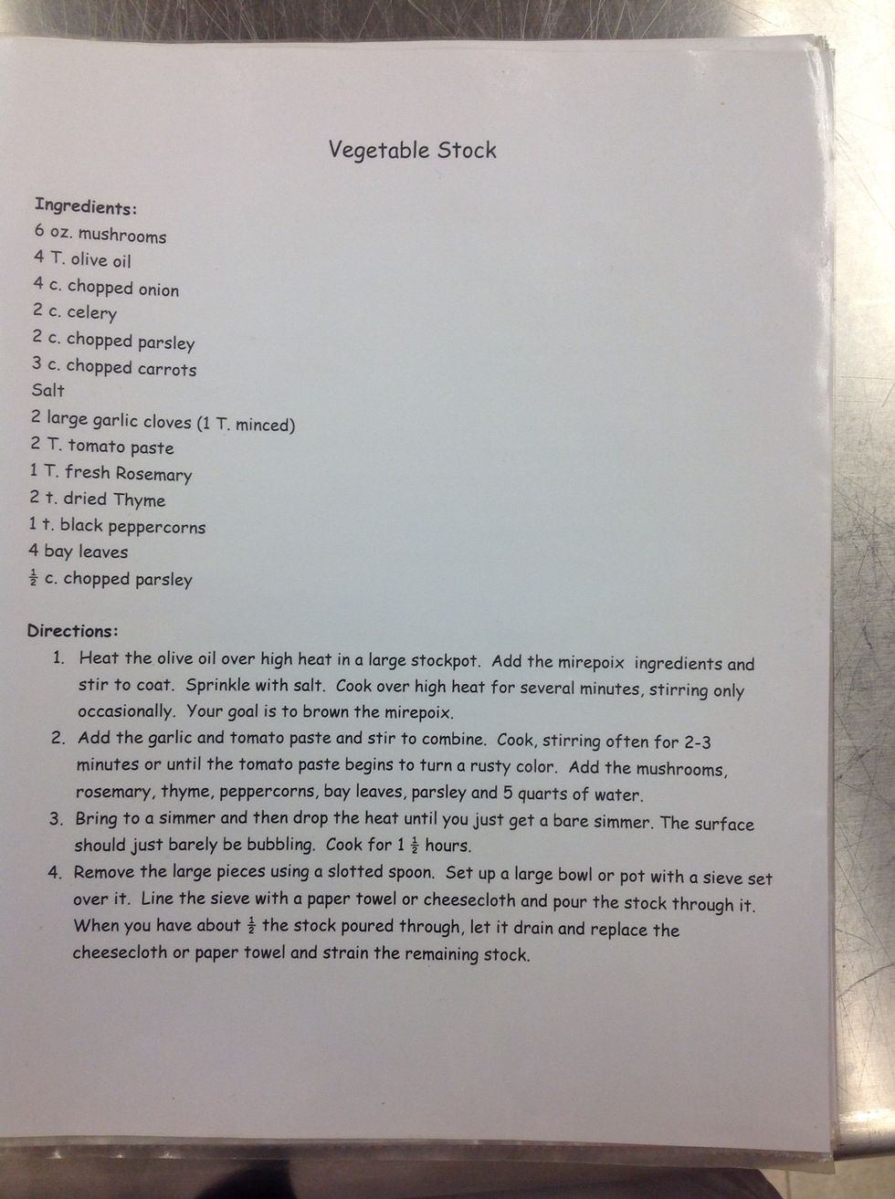 Here's the recipe that we used