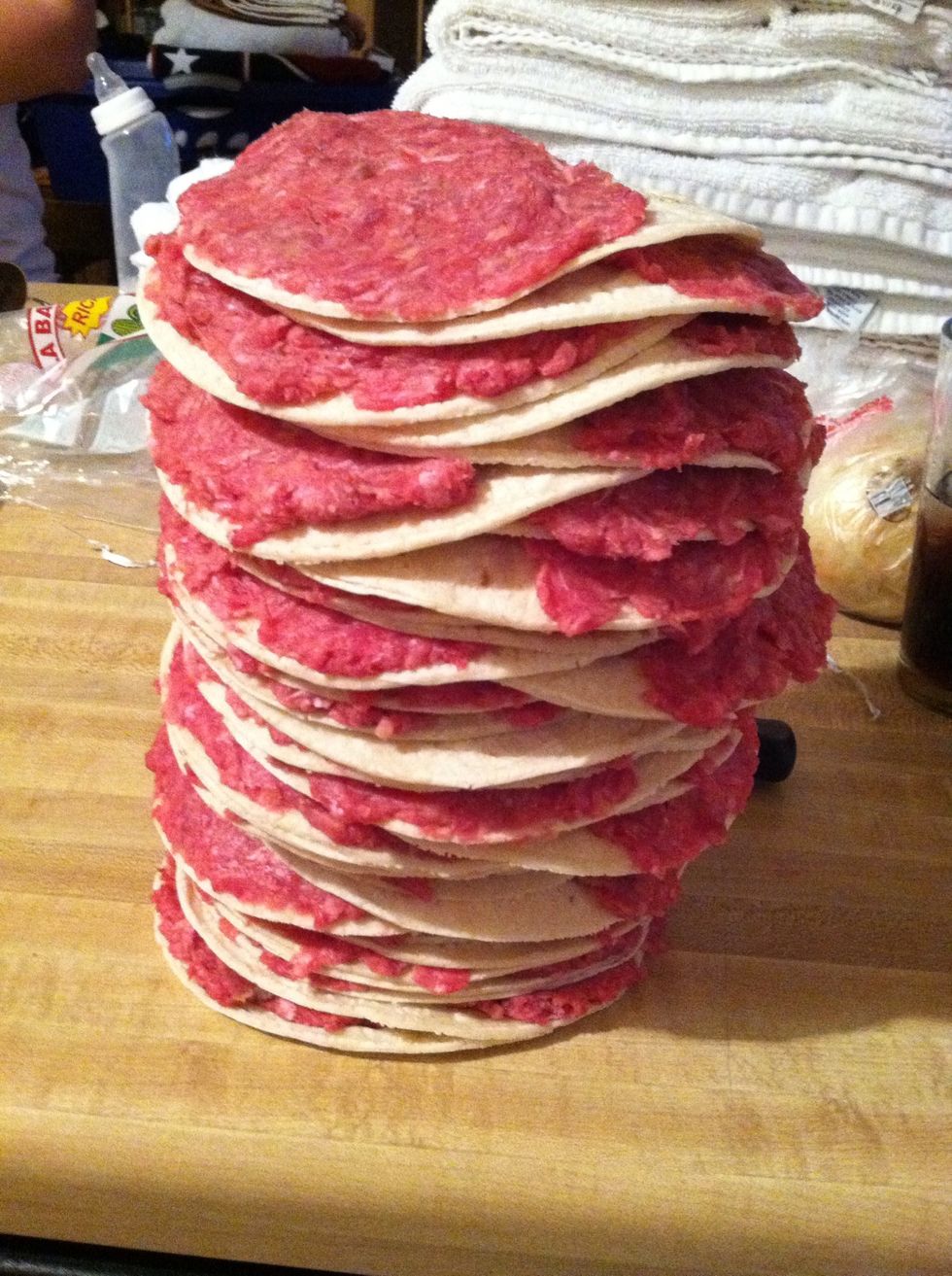 Here's the stack of prepped tacos.
