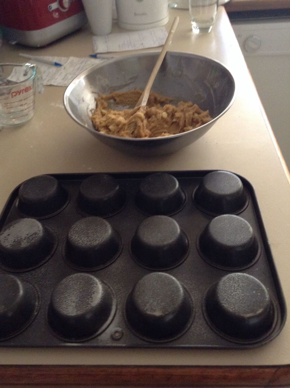 Here's the step where the cookie becomes a cup, instead of using a normal baking tray, you will need to use a muffin tray with the lumps upside. Make sure to spray the tray with cooking oil!